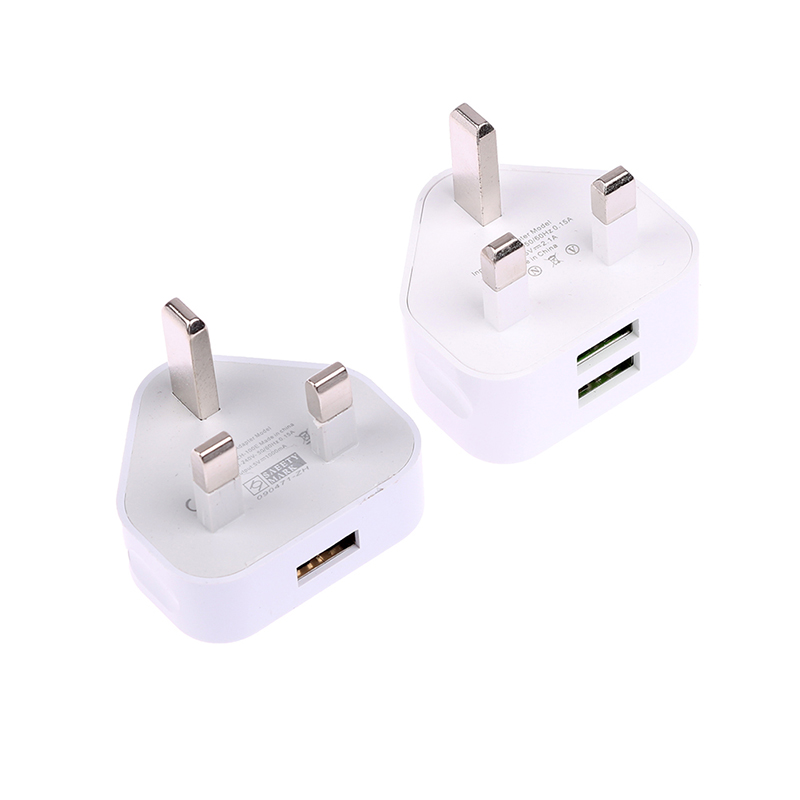 Tablet Accessories Uk - UK 3-Pin-Stecker Dual-USB-Adapter Wandladegerät 1 Port