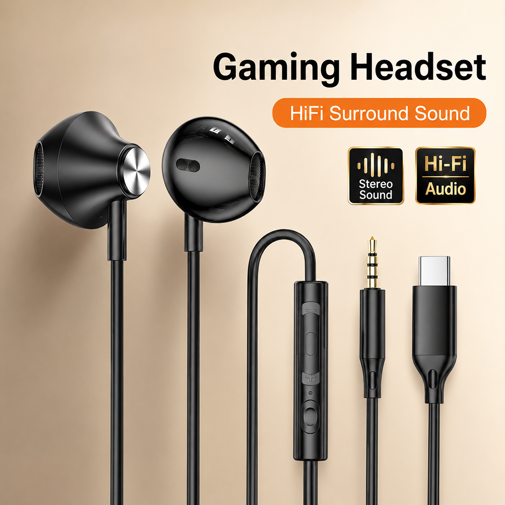 Xiaomi Tablet Accessories - HiFi-Surround-Kopfhörer, Bass-Stereo-Sound für iPhone, Xiaomi, Huawei,