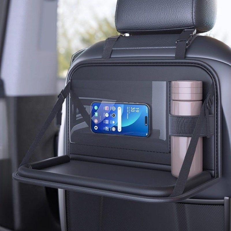 Tablet And Accessories Bag - Auto-Rücksitz-Organizer Faltbarer Tisch aus PU-Leder mit