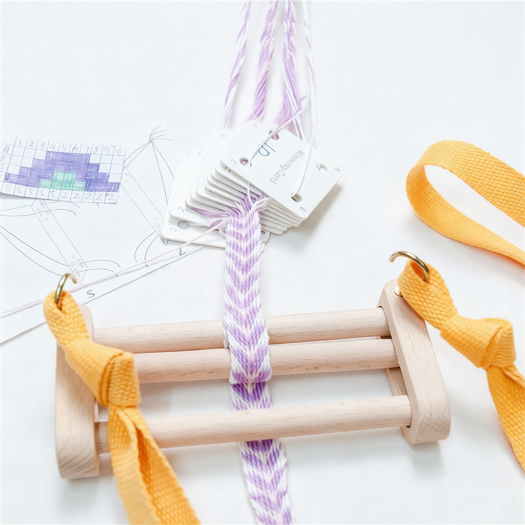 Tablet Weaving Accessories - Handgefertigtes DIY-Tablet-Webkarten-Set, Webwerkzeug-Kit, Flechtzubehör für Mustererstellung,