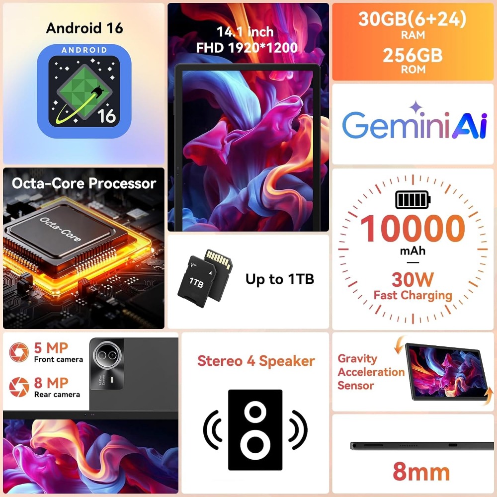 14 Zoll Android Tablet 30GB RA – Ram Tablet Accessories Bewertung und Preis